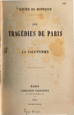 Les tragédies de Paris, 1
