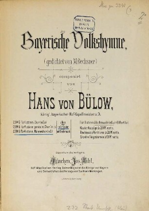 Bayerische Volkshymne : (ged. von M. Oechsner)