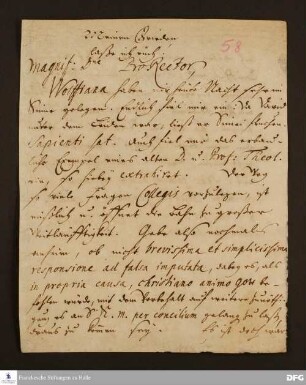 Brief von August Hermann Francke an Joachim Lange.