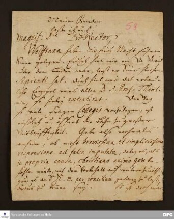 Brief von August Hermann Francke an Joachim Lange.