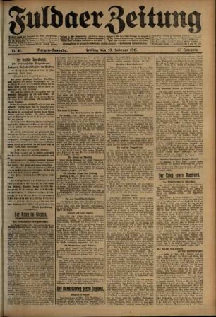 Erste Ausgabe vom Freitag, den 19. Februar 1915.