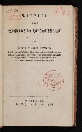 Entwurf eines Systemes der Landwirthschaft