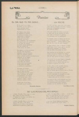 Poesías : El día que tu me digas... [y] La noche