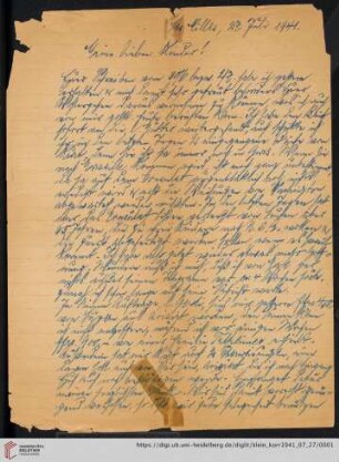 Korrespondenz von Alice und Ludwig Klein: Brief von Ludwig Klein an Kurt Klein, Irmgard Ehrlich und Max Klein
