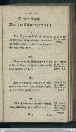 Viertes Kapitel. Von der Schwangerschaft