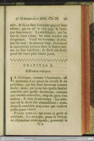 Chapitre X. Réflexions critiques