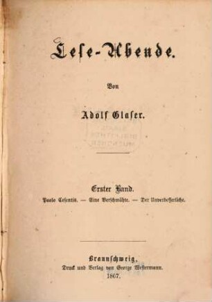 Lese-Abende : Von Adolf Glaser, 1
