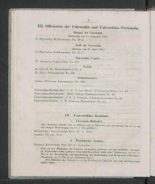 III. Officianten der Universität und Universitäts-Verwandte.