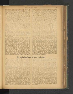 Die Arbeiterfrage in den Kolonien.