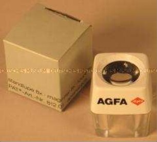 Lupe mit AGFA-Werbeaufdruck, mit Verpackung