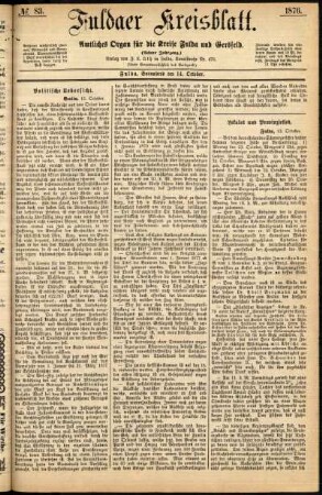 Ausgabe vom Samstag, den 14. Oktober 1876.