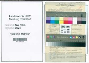 Entnazifizierung Heinrich Huppertz , geb. 14.09.1896 (Lagerarbeiter)