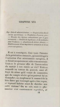 Chapitre XVI. Mgr Retord administrateur. - Organisation du vicariat apostolique. - Fondation ...