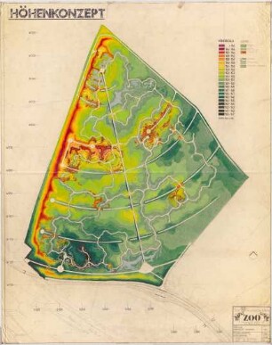Hansjakob, Gottfried; Frankfurt am Main; Frankfurter Zoo - Höhenkonzept, Höhenlinien (Lageplan)