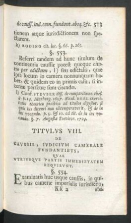 Titulus VIII. De Caussis, Iudicium Camerale Fundantibus, ...