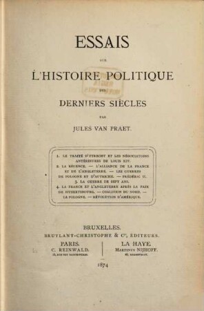 Essais sur l'histoire politique des derniers siècles, 2