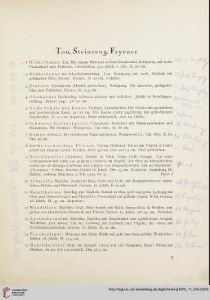 Ton, Steinzeug, Fayence (Nr.1-27)