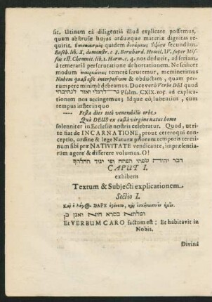 Caput I. exhibens Textum & Subiecti explicationem.