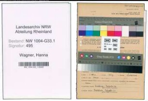 Entnazifizierung Hanna Wagner , geb. 03.04.1909 (Schulhelferin)