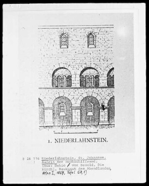 Lahnstein-Niederlahnstein, Sankt Johanneskirche, Aufriss der Hochschiffwand