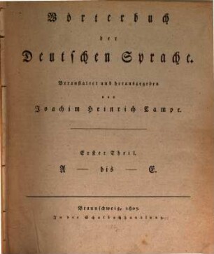 Wörterbuch der deutschen Sprache, 1. A bis E