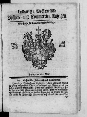 19tes Stück, Ausgabe vom 8. May 1767
