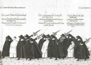 Kur- und fürstlich Frauenzimmer. Zweite Gruppe mit Kurfürstin Magdalena Sibylle von Preußen. Ausschnitt aus der Leichenprozession für Herzog August am 4. Februar 1616 in Dresden. Wasserfarben und Tusche auf Papier; 29,8 x 42 cm. Dresden: Sächsisches Staatsarchiv OHMA Cap. Nr. 30