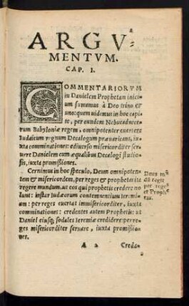 Argumentum Cap. I.