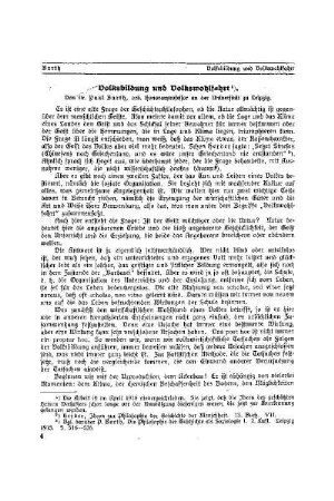 Volksbildung und Volkswohlfahrt
