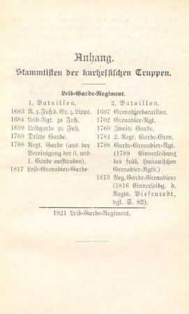 Stammlisten der kurhessischen Truppen.