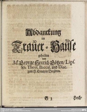 Abdankung : Abdanckung im Trauer-Hause