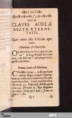 Duæ Claves Aureæ Beatæ Æternitatis