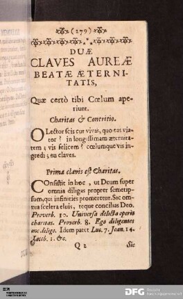 Duæ Claves Aureæ Beatæ Æternitatis