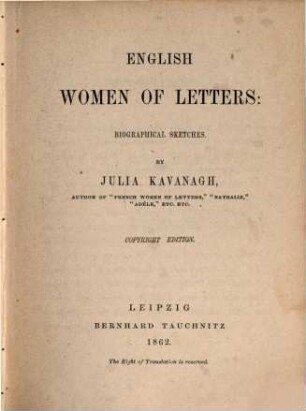 English women of letters : biographical sketches