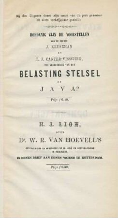 Bij den Uitgever dezes zijn mede van de pers gekomen en alom verkrijgbaar gesteld: ...