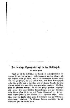 Der deutsche Sprachunterricht in der Volksschule