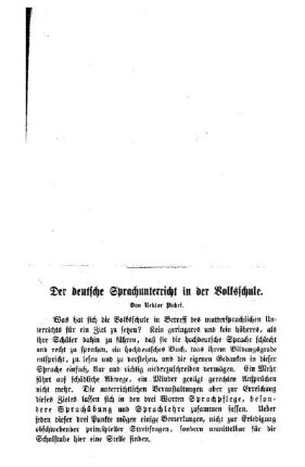 Der deutsche Sprachunterricht in der Volksschule