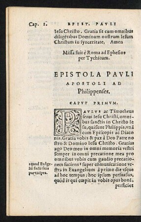 Epistola Pauli Apostoli Ad Philippenses.