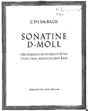 Sonatine d-moll : für Cembalo (Klavier), 2 Flöten, 2 Violinen, Bratsche u. Bass ; (1764)