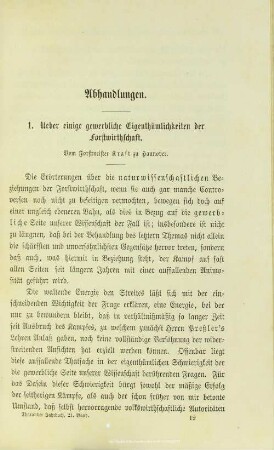 I.1. Ueber einige gewerbliche Eigenthümlichkeiten der Forstwirthschaft