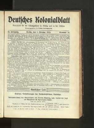 Nummer 19, 1. Oktober 1913