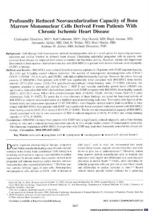Profoundly reduced neovascularization capacity of bone marrow mononuclear cells derived from patients with chronic ischemic heart disease