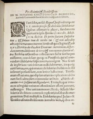 Per-Eximio & Eruditissimo. Dn M. Johanni Christophoro Dassovio, ]...]