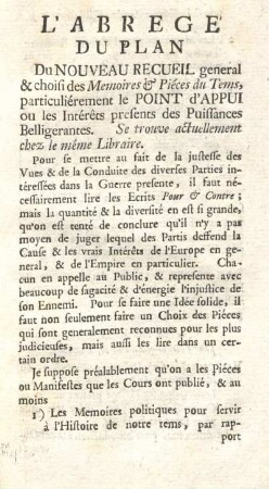 L'abrege du plan