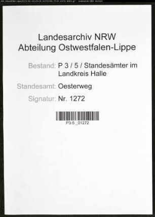 Sterberegister Standesamt Oesterweg