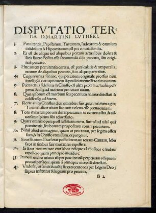 Disputatio Tertia D. Martini Lutheri.