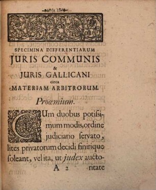 Specimina differentiarum juris communis & juris Gallicani circa materiam arbitrorum