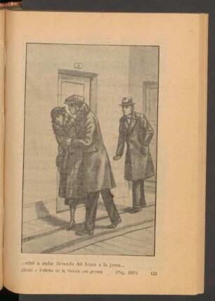 ... echó a andar llevando del brazo a la joven... - [Ilustración]