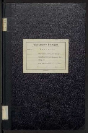 Solingen: Hauptwohlfahrtsausschuss 1920-1929