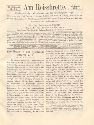 Nr. 7/8. Juli/August 1910.